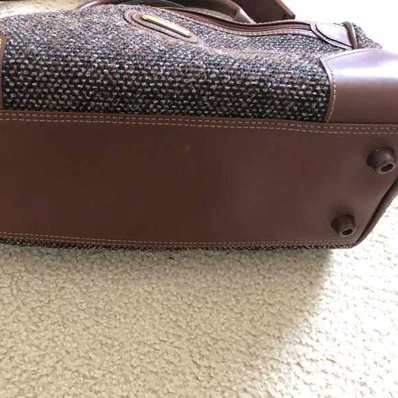VINTAGE JAGUAR BROWN TWEED LUGGAGE TOP & SIDE ZIP BAG - Picture 4 of 4